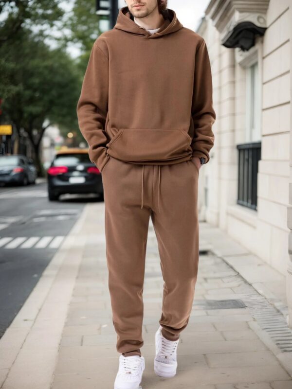 S3c87509be3b049b2bd0516e3297e0a95N.jpg Men's Autumn and Winter Solid Color Hoodie+jogging Pants Two-piece Set Fashionable Outdoor Casual Sportswear Men's Tracksuit