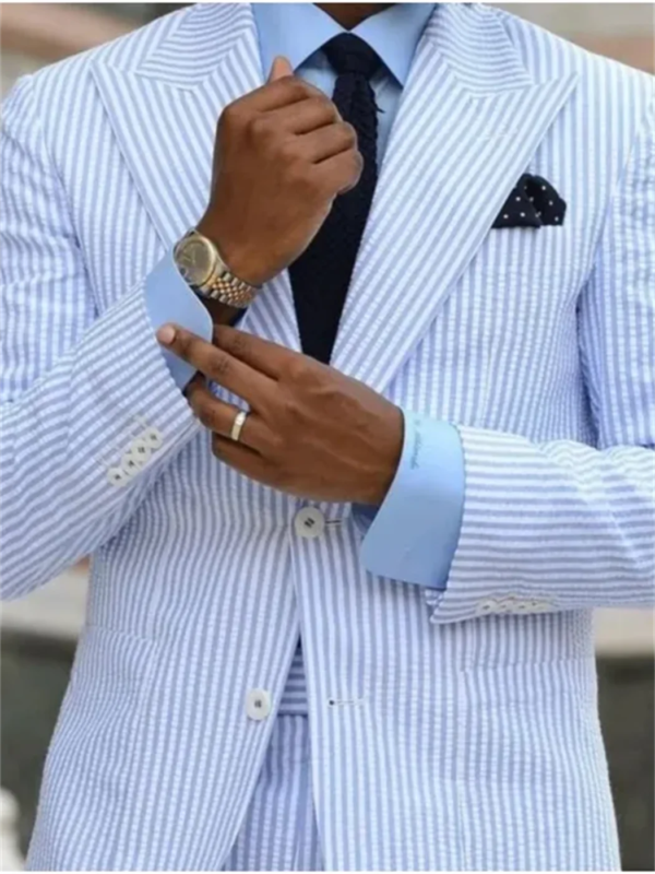 S3c9b9eed904e4bd18cda62f4076b0a87S.png 2 Pieces Casual Men Suits Seersucker Stripe Outfits Custom Wedding Groom Tuxedo Costume Homme Peaked Lapel Jacket+Pants