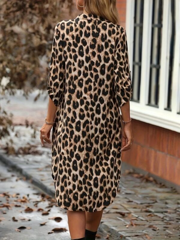 S3cda16ca6de74032a1ceb85e1b71ad96v.jpg BWQ New Elegant Women's Summer Leopard Shirt Dress Casual Loose Turn Down Collar Mid Calf Straight Long Dresses 2025