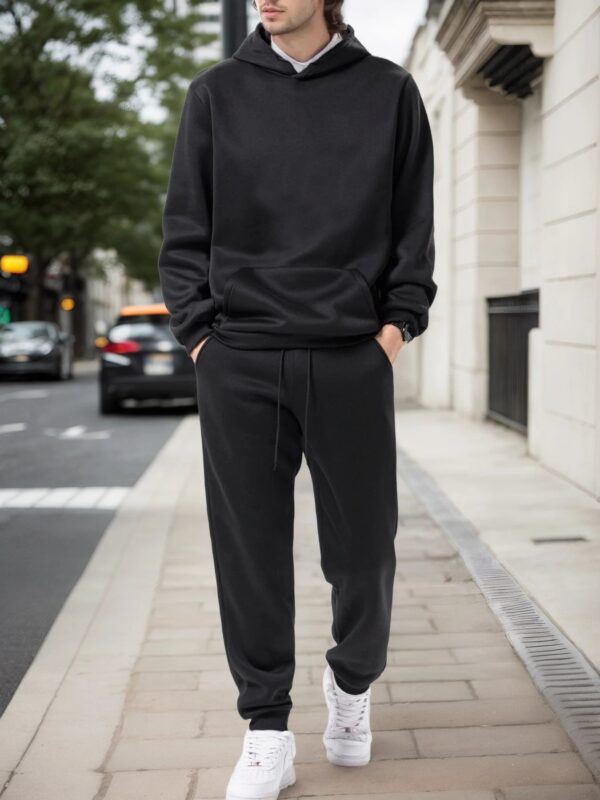 S3cea26d636144ed9bec6fa386ff0d1051.jpg Men's Autumn and Winter Solid Color Hoodie+jogging Pants Two-piece Set Fashionable Outdoor Casual Sportswear Men's Tracksuit