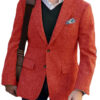 Vintage Winter Tweed Suits Brown Tweed Men Suits With Patch Design Costume Homme Smart Business Formal Wedding Suits 1 Pieces