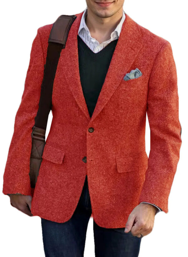 Vintage Winter Tweed Suits Brown Tweed Men Suits With Patch Design Costume Homme Smart Business Formal Wedding Suits 1 Pieces