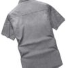 Men's Summer Grey Denim Short Sleeve Shirt with Distressed and Ripped Details, Urban Street Fashion Casual Style