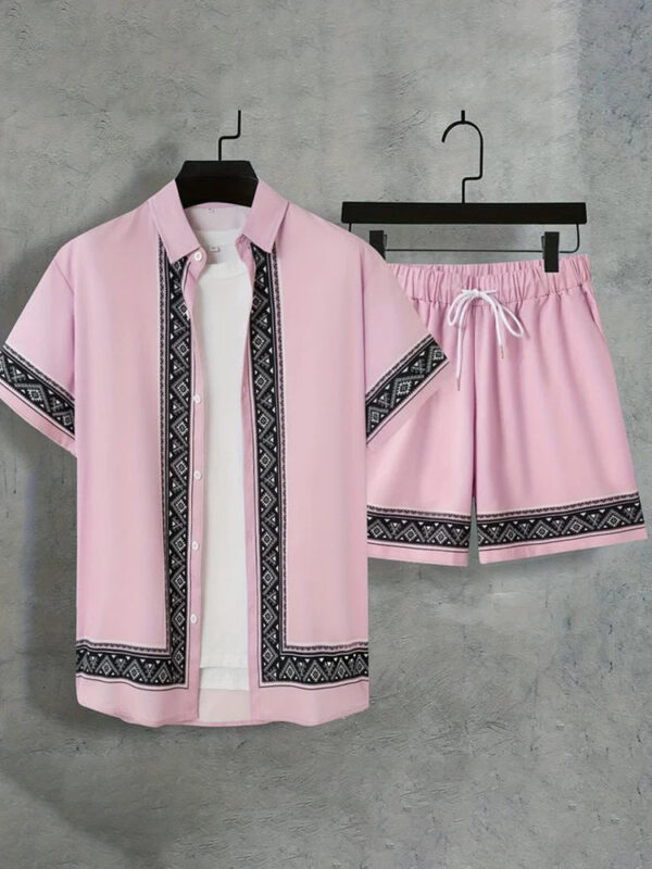 Shirt Set Men's Summer 3D Printed Shirt And Shorts Set Men's And Women's Fashion Casual Fresh Simple Lapel Hawaiian Shirt