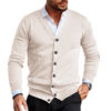 S3e01a376c8d24b58a5e47ef23e1f82f8x.jpg Spring Autumn Mens Solid Color Knitted Cardigan Fashion V-Neck Long Sleeve Slim Fit Sweater Coat with Pockets Men Knit Outwear
