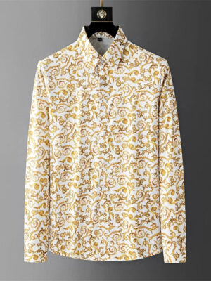 Luxury printed shirt men's long-sleeved casual shirt fashionable street Korean high-end sense oversized comfortable men's XS-6XL