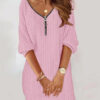 S3ee5a7c886d54b8d90f5ac27aea3a44bt.jpg Sexy Zipper Mini Dress Women Winter Autumn V Neck Long Sleeve Dresses Solid Color Casual Basic Robe