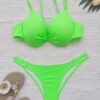 Sexy Underwire Bikini 2025 Women Black Neon Pink Push Up Padded Hollow Out Triangle Swimsuit Female Beach Bathing Suit Swmwear
