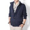 Cardigan Solid Men Single Breasted Sweater Turn Down Collar Sweaters Long Sleeve Loose Fit High Street Buttons Slight Strech