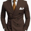 High Quality Brown Men's Suits Double Breasted Bespoke Double Breasted Peaked Lapel Formal Blazer Slim Fit 2 Piece Jacket Pants