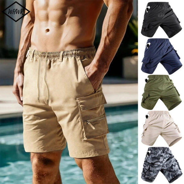 S401f10fc85bf45c7a6d4d8bad329d684f.jpg Men's Cargo Shorts Multi Pocket Casual Sports Summer Bermuda Shorts Loose Outdoor Travel Comfortable Durable Men Short Pants