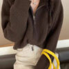 S40917e0ebffb4b1587fb0a968cc73050c.jpg New 2025 high-end autumn and winter knitted women's lapel cashmere wool sweater casual short women's cardigan 100% wool sweater