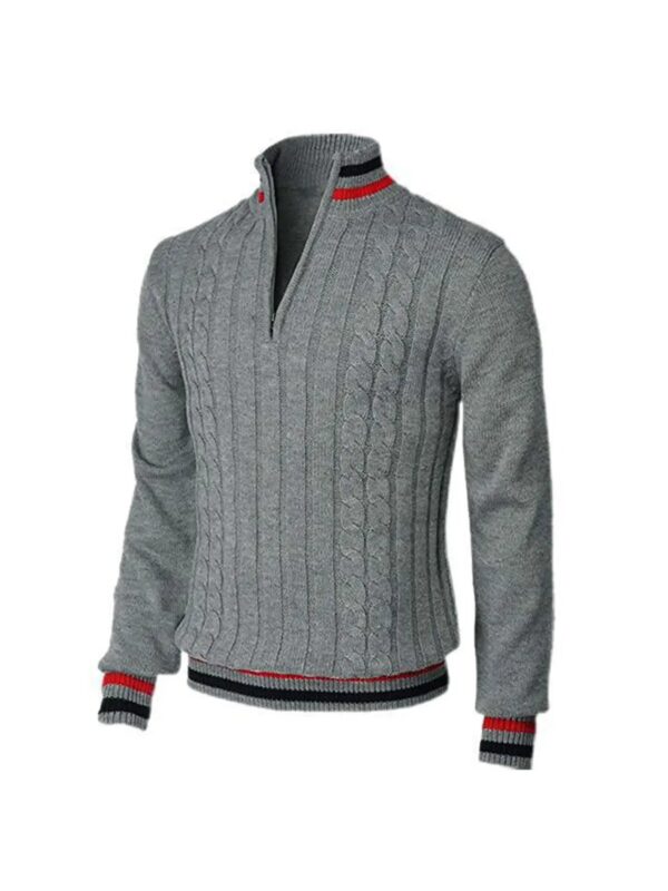 S412d8aad1c0c4b86abe4f36bca1e8f4fT.jpg Thickened version2025 Autumn and Winter Men's Quarter-Zip Sweater Pure Cotton Mock Neck Knit Long Sleeve Pullover Sweater 560G