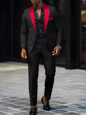 2-Piece Men's Suit Suitable For Wedding Business Suits, Single Button Jackets And Pants Sets, Slim Fit Jacket Sets