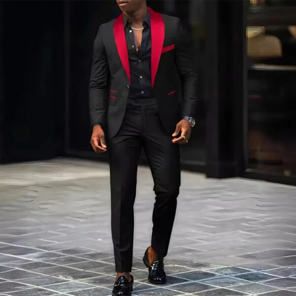 S4141388c5a7d4b6fbe2185dfda590cd7h.jpg 2-Piece Men's Suit Suitable For Wedding Business Suits, Single Button Jackets And Pants Sets, Slim Fit Jacket Sets