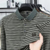 S415aa0292f9344e4a887cd12a0fd982cm.jpg Men's Striped Long Sleeved T-shirt Polo Shirt Button Up Men's Stand Up Collar, Winter Double-sided German Velvet Base Shirt