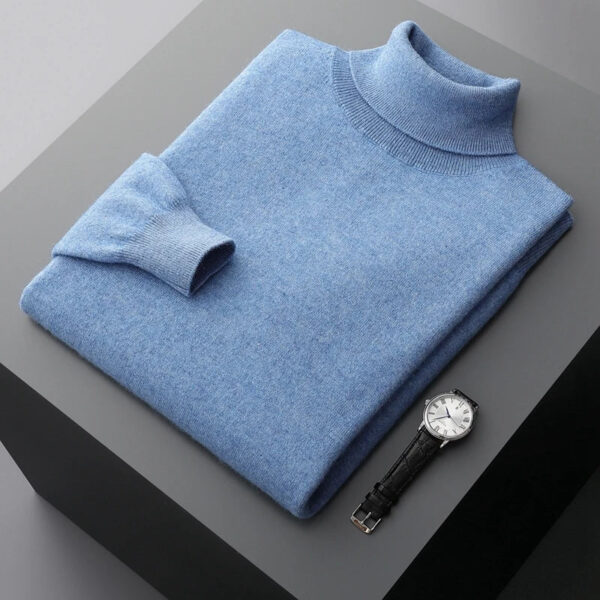 Autumn Winter New Men's 100% Cashmere Sweater Lapel Knitted Pullover Lightweight Warm Long Sleeve Solid Color Tops
