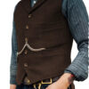 S418c6aedcd18429aba980663de21255dc.jpg Wool Tweed Men's Suits Vest for Groomsmen Wedding Lapel Casual Slim Business Vests Sleeveless Waistcoat Male Gilet Homme Vests