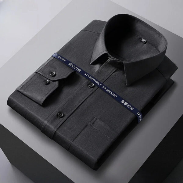S41c88922318d4ec9b7c035eb503ecd84s.jpg Men Formal Shirt Long Sleeve Office Solid Color Anti-Wrinkle Fashion Business Pocket White Social Pocket Shirts 5XL 6XL 7XL