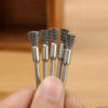 5/10pcs Pencil Brushes Stainless Steel Mounted Wire Wheel Mandrel Set Dremel Accessory Rotary Tools 3.17mm Shank Mandrel Silver