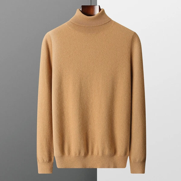 Autumn Winter New Men's 100% Cashmere Sweater Lapel Knitted Pullover Lightweight Warm Long Sleeve Solid Color Tops