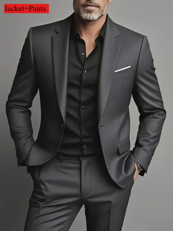 S41f5345c7bb84382b97d44e25071e577w.jpg Elegant Men's Suit Sets- Slim Fit Tuxedo Set for Weddings & Formal Occasions, Black Suit