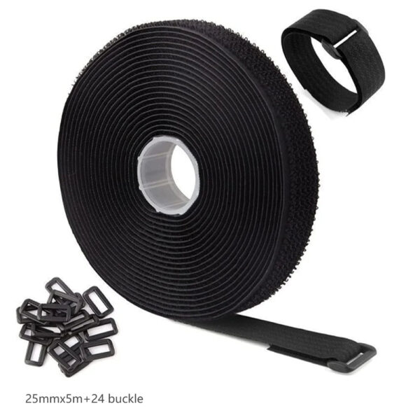 S420053929cbb4d19802c9c004b99ebaa9.jpg Hook and Loop Straps with 24pcs Buckles, Heavy Duty Nylon Reusable Cut-to-Length Molle Straps for Cable Organizer or Storage