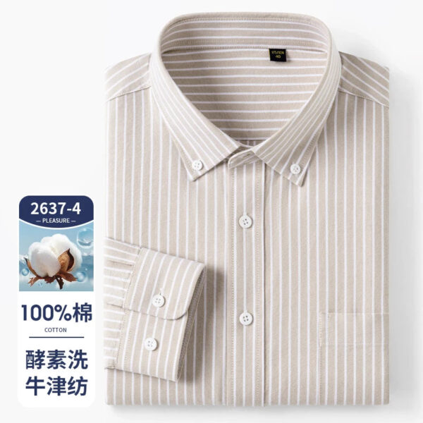 S42067118a5054ffaab17c53c31303169O.jpg New 100% Pure Cotton Oxford Men's Plaid Shirts Male Business Casual High Quality Long sleeve Shirt for Men Pocket Shirt S-5XL