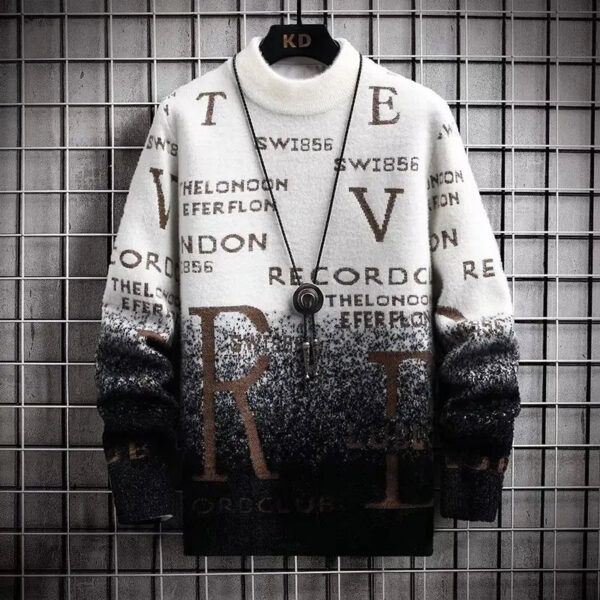 S42468c51f15a4fce82f407fc2a5595cdv.jpg 2022 Autumn Winter Men's Sweater Korean Fashion Men Clothing English Elements Sweater Men Casual Pullover O-Neck Sweaters Men