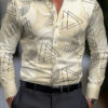 Men's shirt regular lapel shirt men's 3d printing triangle geometric printing casual street long sleeve fashion printed shirt