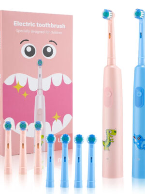 Rotating Electric Toothbrush Children Teeth Cleaning with Replacement Head Ultrasonic Waterproof Rechargeable Sonic Toothbrush