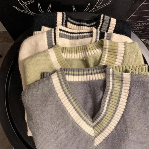 S4275d8915caa4720804c08679231997cO.jpg Autumn Winter V-neck Knitted Sweater Vest Men Oversized Loose Sleeveless Pullover Tops 2025 Men's Korean Warm Sweaters Tank Tops
