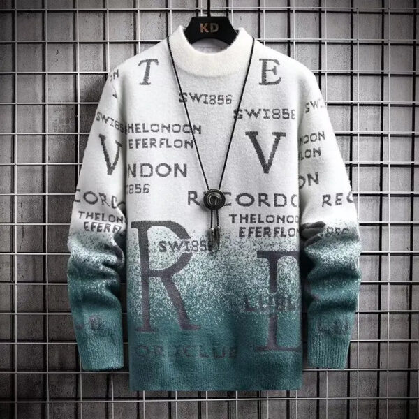 S42b10e7742234067b1bfda6a317db6d1j.jpg 2022 Autumn Winter Men's Sweater Korean Fashion Men Clothing English Elements Sweater Men Casual Pullover O-Neck Sweaters Men