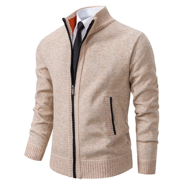 S42b1df33c7b149b6afc77506d45f59dbh.jpg Autumn Winter Men's Casual Sweaters Solid Color Turtleneck Sweater Cardigan Fleece Zipper Cardigan Knit Jackets