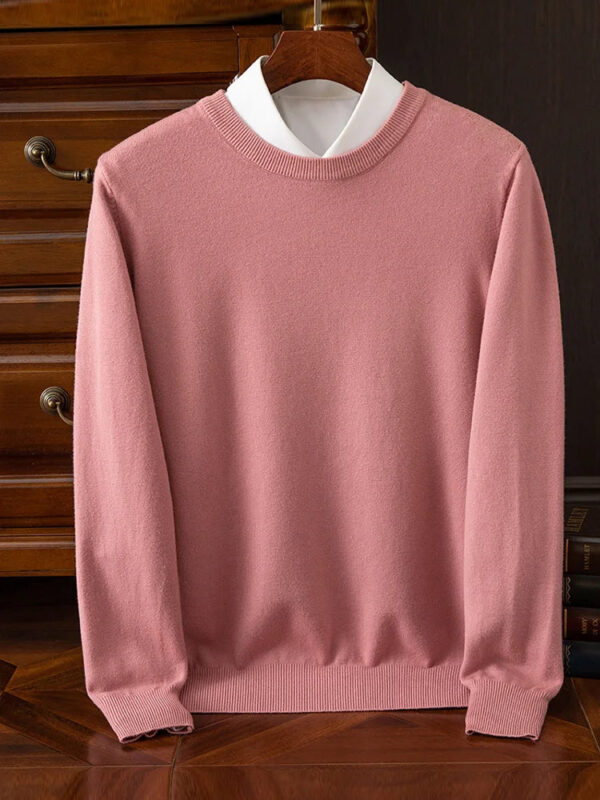 S42f74925415e432ca17420ecc38a27b40.jpg Choice Men's Wool Sweater Autumn Winter New Round Neck Pullover Loose Solid Color Bottoming Shirt Long Sleeve Smart Casual Tops