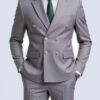 Men Double Breasted Suit Black Slim Fit High Quality Wedding Costume Party Prom Gold Button Male Suits