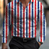 Men's shirt regular lapel shirt men's 3d printing triangle geometric printing casual street long sleeve fashion printed shirt