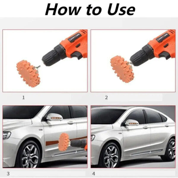 S43ca7c2babf2446ab2e5bc472d15d085p.jpg 4" Eraser Wheel - No-Scratch Decal, Adhesive, Vinyl Remover for Car, Glass, Metal with Drill Adapter