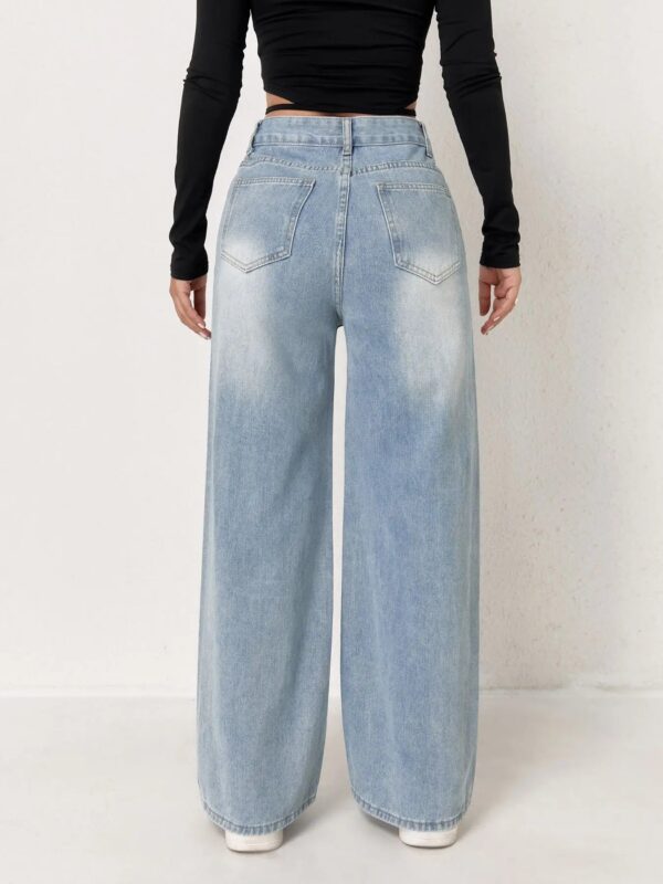 S43f1871492954b07b1e4a8ba3611189ai.jpg European and N Trend Washed Blue Wide Leg Jeans Women Jeans Women Comfortable Fashion All-matching Trend Jeans