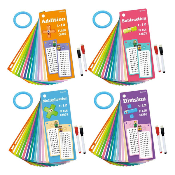 15Pcs/set Math Addition Subtraction Multiplication Division Erasable Reusable Number Learning Cards Children's Math Teaching Aid