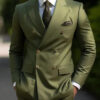 High Quality Brown Men's Suits Double Breasted Bespoke Double Breasted Peaked Lapel Formal Blazer Slim Fit 2 Piece Jacket Pants