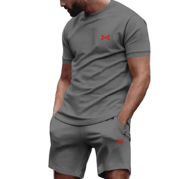 S444dec14d917419bbd7e11d34edd15e23.jpg New summer men's casual shortsleeved shorts 2-piece city street fashion T-shirt shorts suit men's cool run hot sale