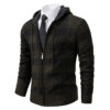 S44ce72838a2b45649b0446bcad82e45dq.jpg Autumn Winter Men's Cardigan Fashion Plus Velvet Padded Knit Jumpers Male Sweater Hooded Plaid Korean Luxury Brand Coat