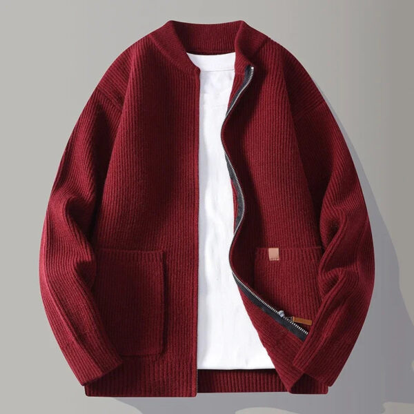 S456079f1110a4fe697d81acadaeee562G.jpg Autumn Winter Knit Sweatercoat Men Stand Collar Loose Casual Knitted Cardigan Mens