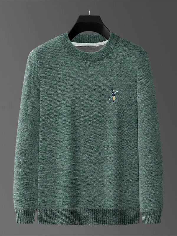 S4574a27dac8a43eeb21864bea743a33bQ.jpg Premium Luxury 2024 Autumn/Winter Round Neck Solid Color Exquisite Embroidery Men's Sweater Casual Warm Thick Knitted Sweater