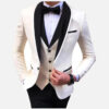 S45a7c9cb87d943da8a1f703f0813aeecQ.jpg White Slit Mens Suits 3 Piece Black Shawl Lapel Casual Groom Tuxedos for Wedding Groomsmen Suits Men 2025 (Blazer+Vest+Pant)