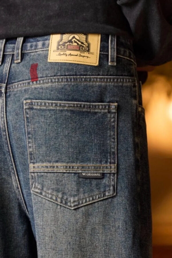 S45c06635a7154f148da0d657861f5440z.jpg Mens Elastic Waist Jeans Relaxed Fit Men's Blue Jeans with Elastic Waist with Zipper and Button