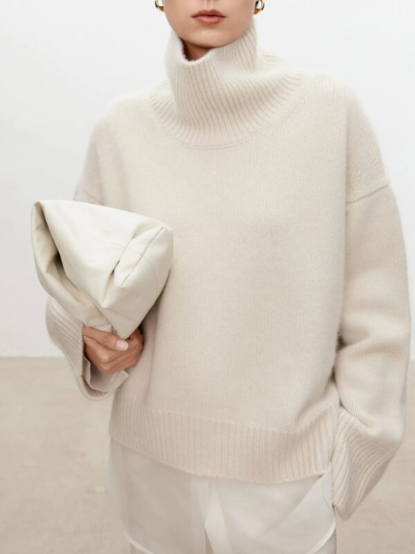 S466215b46f8444d3bd11e4f1f1b650dfy.jpg Turtleneck pure cashmere sweater female loose and thick languid lazy wind pullover sweater knitting base WOOL sweater