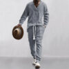 S47141136250d478bb5d0d4a2aa6471c3C.jpg 2025 Cross-border New Men's Casual Trousers V-Neck Versatile Jacquard Knitted Sweater Set