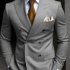 High Quality Brown Men's Suits Double Breasted Bespoke Double Breasted Peaked Lapel Formal Blazer Slim Fit 2 Piece Jacket Pants
